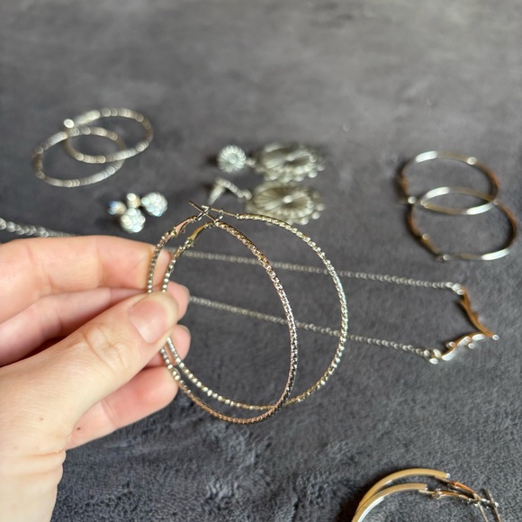 Silver Jewelry Lot, Hoop Earrings, Antler Necklace! - Picture 6 of 10